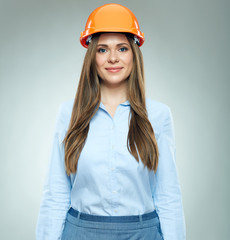 Smiling woman builder business woman. Isolated portrait.
