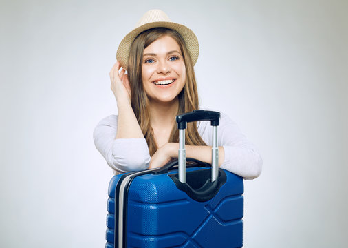  Portrait of smiling woman before traveling.