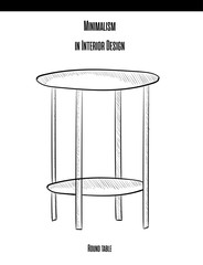 Round table in a contour on a white background. Minimalism in Interior Design eps 10 illustration