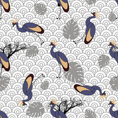 Obraz premium Seamless pattern with cranes.