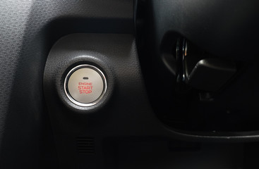 Engine start button in car