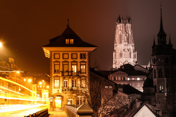 Long exposure picture of the cathedral from Fribourg