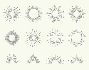 Hand drawn sun beams or rays, sunshine