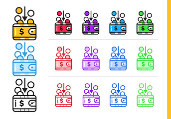 Unique linear icons INCOME of finance, banking. Modern outline icons for mobile application