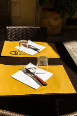 Restaurant outside table ready for customers