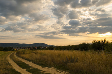 Fototapeta na wymiar cloudy sky summer sunset outdoor in nature