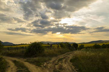Fototapeta na wymiar cloudy sky summer sunset landscape outdoor in nature