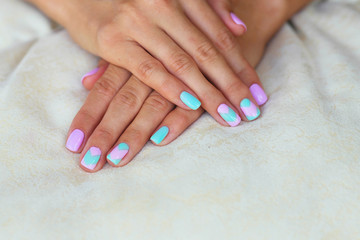 Obraz na płótnie Canvas Gentle summer manicure. Design of nails