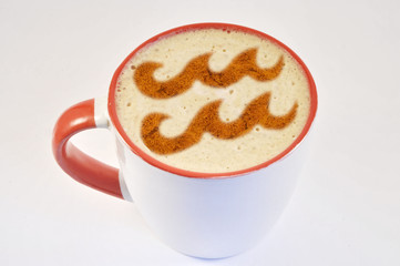 Aquarius symbol on a coffee