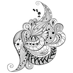 Hand-Drawn vector illustration of abstract decorative doodles. Coloring pages for adults