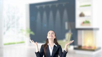 Young Business woman over interior background