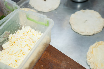 Dough products with filling. Lie on a baking sheet