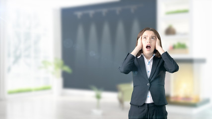 Young Business woman over interior background