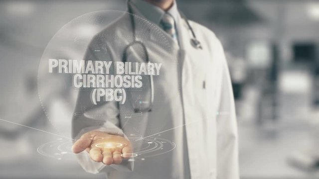 Doctor holding in hand Primary Biliary Cirrhosis PBC
