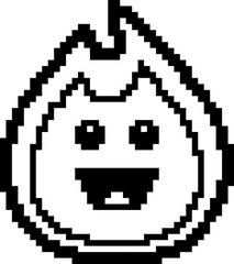 Fototapeta premium Smiling 8-Bit Cartoon Flame