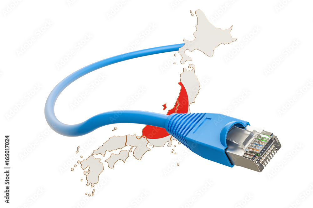 Aufkleber internet connection in japan concept. 3d rendering