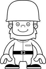 Obraz premium Cartoon Smiling Soldier Sasquatch