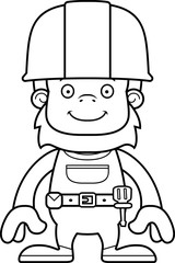 Cartoon Smiling Construction Worker Sasquatch