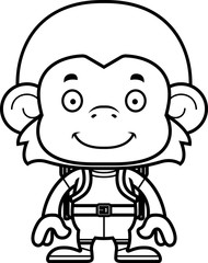 Cartoon Smiling Hiker Monkey