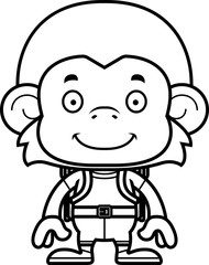 Cartoon Smiling Hiker Monkey
