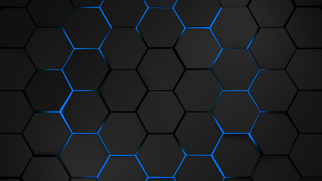 grey and blue hexagons modern background illustration