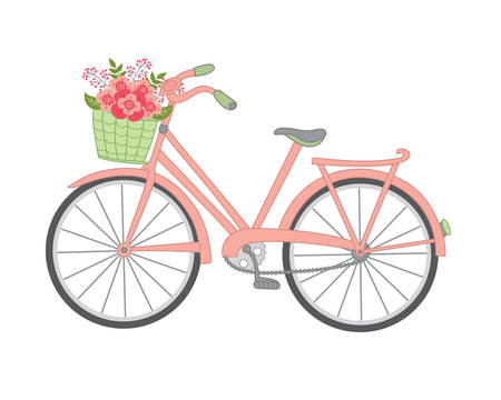 Vector Bicycle with Floral Basket.