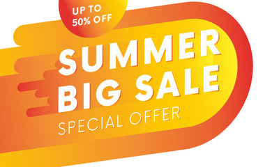 Summer big sale banner. Up to fifty percent off. Special offer. Vector.