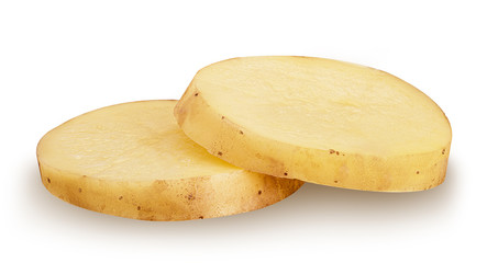 Sliced young potatoes isolated