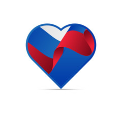 Russia flag in heart. sign. vector illustration.
