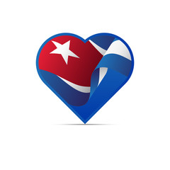 Cuba flag in heart. sign. vector illustration.