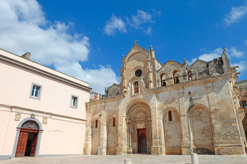 Fototapeta na wymiar Beautiful Matera, San Giovanni Battista church, Basilicata, Italy
