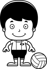 Cartoon Smiling Volleyball Player Boy