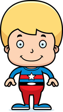 Cartoon Smiling Superhero Boy