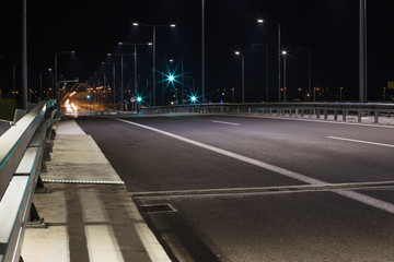 Highway bridge at night