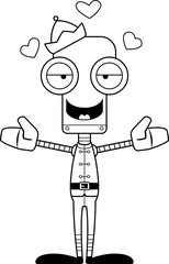 Cartoon Xmas Elf Robot Hug