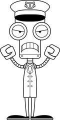 Cartoon Angry Boat Captain Robot
