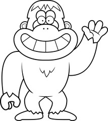 Cartoon Bigfoot Waving