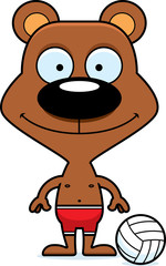 Cartoon Smiling Beach Volleyball Player Bear