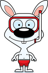Cartoon Smiling Snorkeler Bunny