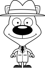 Cartoon Smiling Detective Kitten