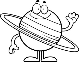 Cartoon Saturn Waving