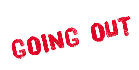 Going Out rubber stamp. Grunge design with dust scratches. Effects can be easily removed for a clean, crisp look. Color is easily changed.