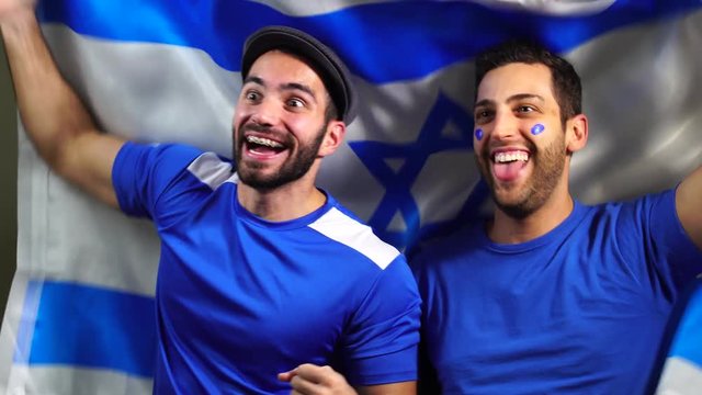 Israeli Friends Celebrating with Israel Flag