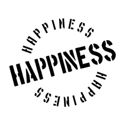 Happiness rubber stamp. Grunge design with dust scratches. Effects can be easily removed for a clean, crisp look. Color is easily changed.