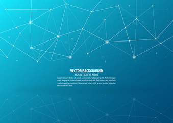 Abstract connecting theme background with blue color and reflection