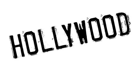 Hollywood rubber stamp. Grunge design with dust scratches. Effects can be easily removed for a clean, crisp look. Color is easily changed.