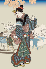 歌川國芳 隅田川之朝霧のイメージイラスト