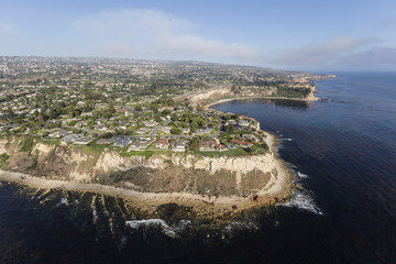 Aerial view of the Rancho Palos Verdes shoreline in Los Angeles County, California.  