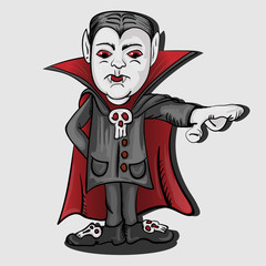 Vampire in a cloak with an outstretched arm