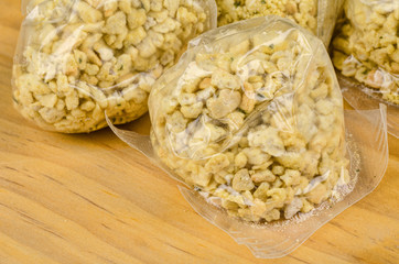 Dumpling in plastic foil